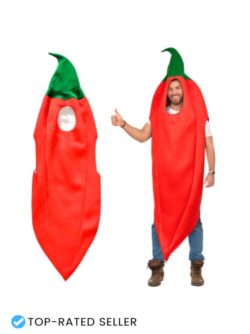 Chili Pepper Costume Adult Funny Halloween Food Outfit One Size Fits Most